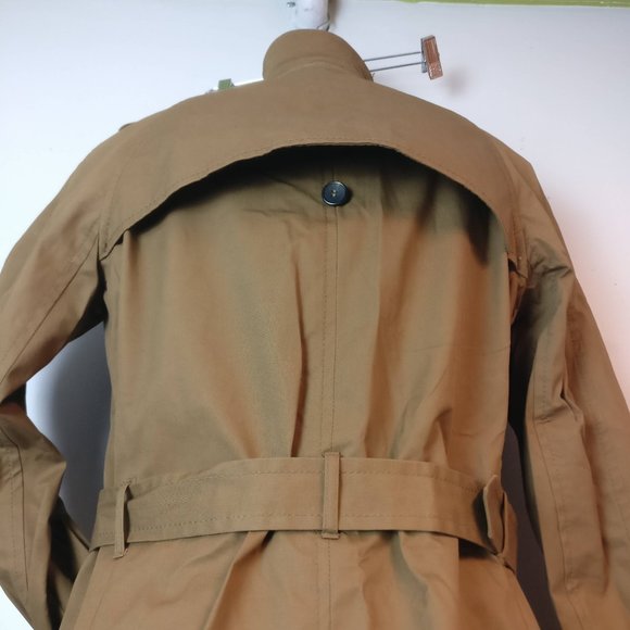 Minimalist Double Breasted belted Long Trench Coat with pockets 38R UnLined, new - Picture 9 of 16